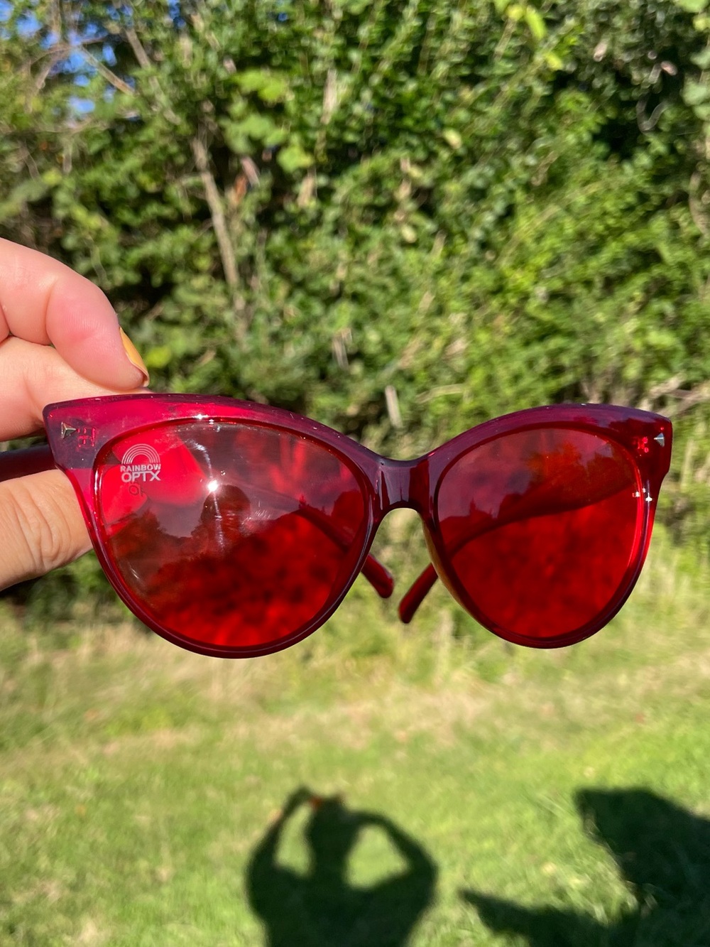Rainbow Optx Red Cat-Eye Sunglasses with Tinted Lenses